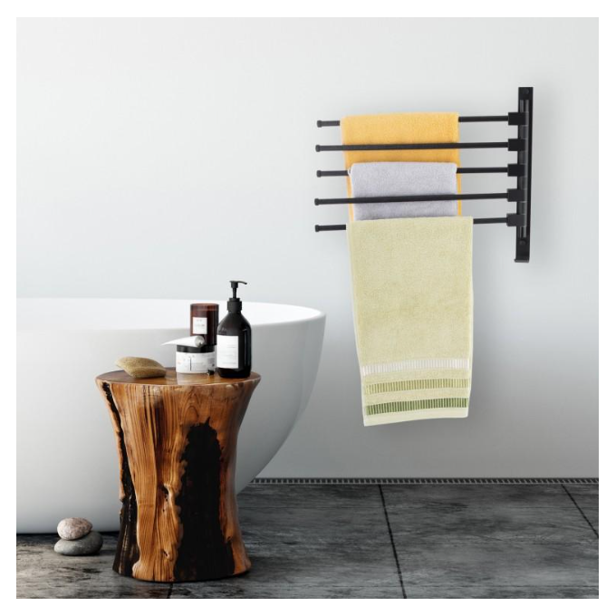 Рушникотримач Yoka Kamer Black CH.KAMER-BLK (чорний, п'ятірний, поворотний), фото , изображение 3