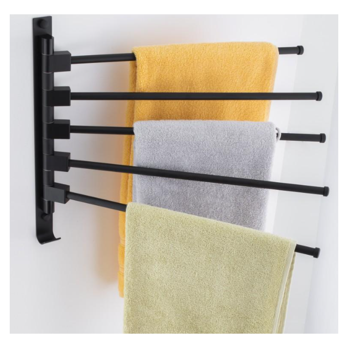 Рушникотримач Yoka Kamer Black CH.KAMER-BLK (чорний, п'ятірний, поворотний), фото , изображение 2