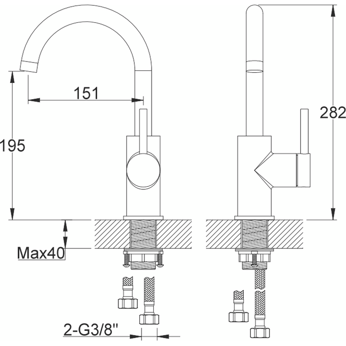 Змішувач для кухні Kohlman Axel Black QB150AB (чорний матовий), Колір виробника: чорний матовий, фото , изображение 2