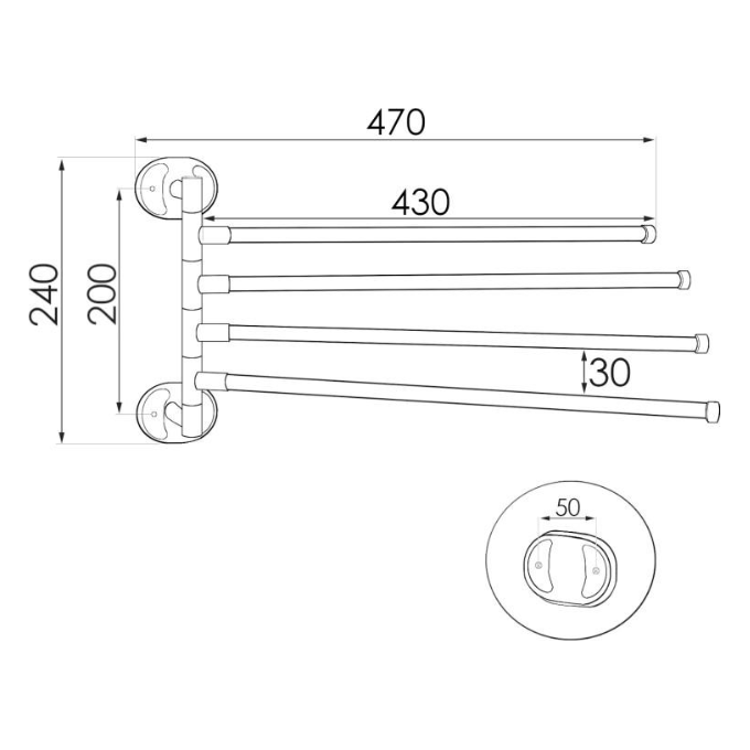 Рушникотримач Yoka Kika Chrome CH.KIKA-45-CHR (четверний, поворотний), фото , изображение 7