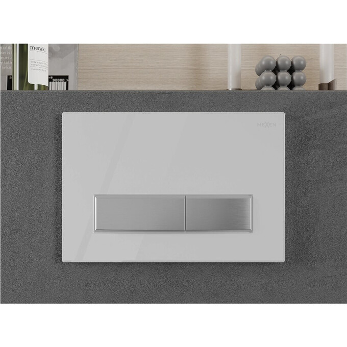 Клавиша смыва Mexen Fenix 09 White/Chrome MEX-600992 (белый глянец/нержавейка), Цвет производителя: белый глянец, нержавейка, фото 2