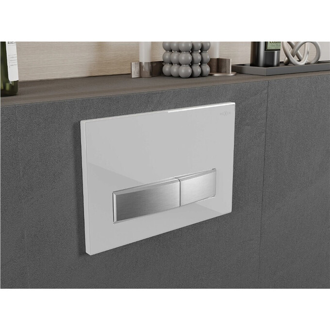 Клавиша смыва Mexen Fenix 09 White/Chrome MEX-600992 (белый глянец/нержавейка), Цвет производителя: белый глянец, нержавейка, фото 3