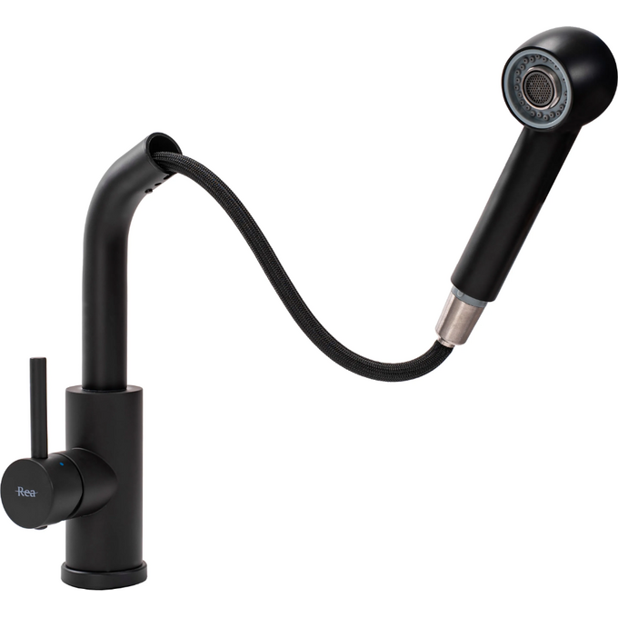 Змішувач для кухні Rea Troy Black REA-B6300 (чорний матовий, з висувною лійкою), Колір виробника: чорний матовий, фото , изображение 2