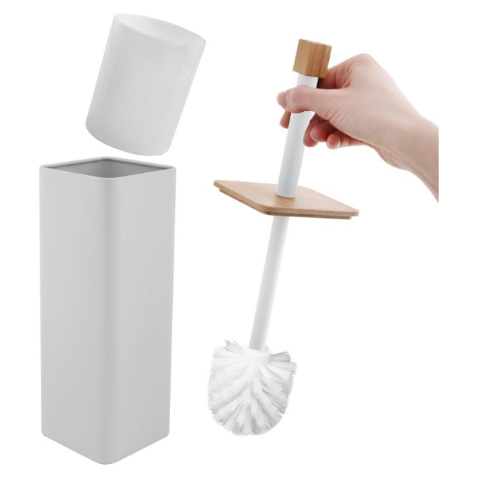 Йоржик для унітазу Yoka Amba White/Bamboo PD.AMBA-WHT (білий/бамбук, підлоговий), Колір виробника: білий, бамбук, фото , изображение 4