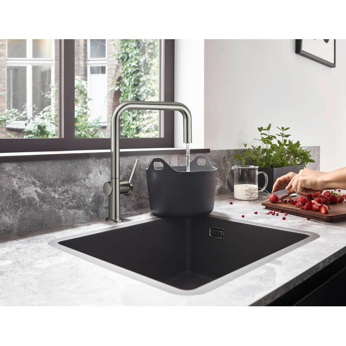 Мийка для кухні Hansgrohe S51 S510-U450 Under-mount Stone Grey 43431290 (50x45 см, сірий камінь), Доступні розміри: 50x45, Колір виробника: сірий камінь, фото , изображение 2