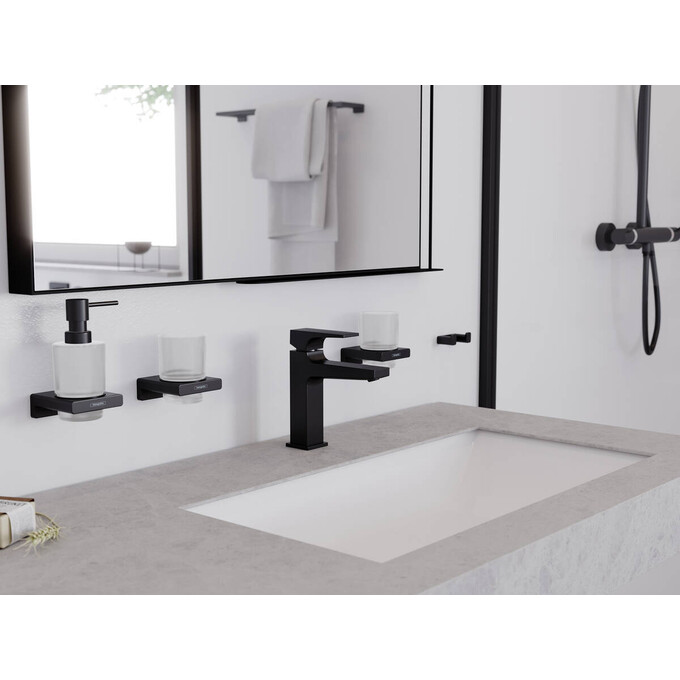 Крючок для ванной Hansgrohe AddStoris Brushed Black Chrome 41755340 (брашированный черный хром, двойной), Цвет производителя: брашированный черный хром, фото 2