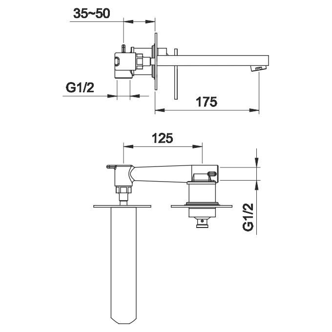 Смеситель скрытого монтажа для умывальника Kohlman Boxine Chrome QW180B (внутренняя часть в комплекте), фото 5