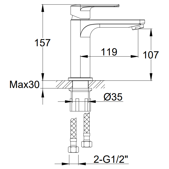 Змішувач для раковини Kohlman Texen Chrome QB100T, фото , изображение 3