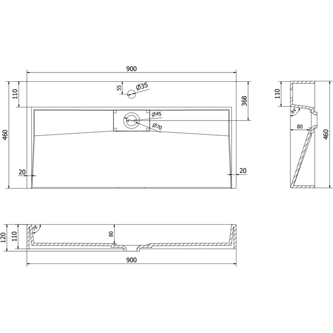 Раковина Mexen Ava White 90 1/O MEX-23019001 (90x46 см), Доступні розміри: 90 x 46, Колір виробника: білий, фото , изображение 6
