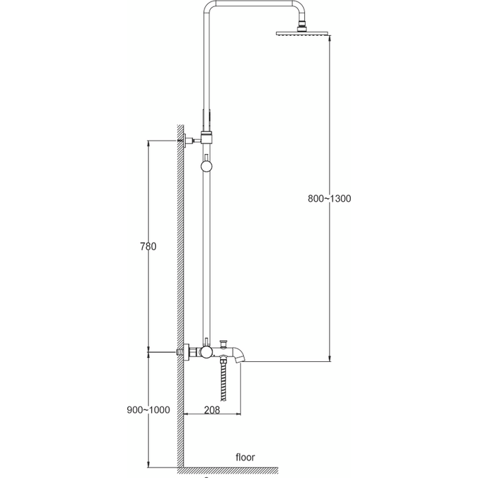 Душевая система Kohlman Axel Black Matt QW277AB (черная матовая, с изливом), Цвет производителя: черный матовый, фото 2