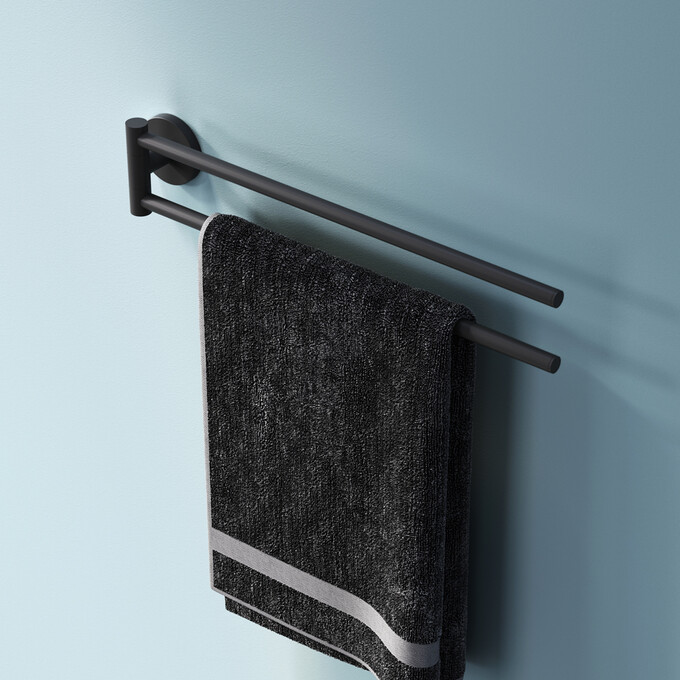 Поворотный полотенцедержатель Am.Pm X-Joy A85A32622 (черный матовый, двойной), Цвет производителя: черный матовый, фото 3