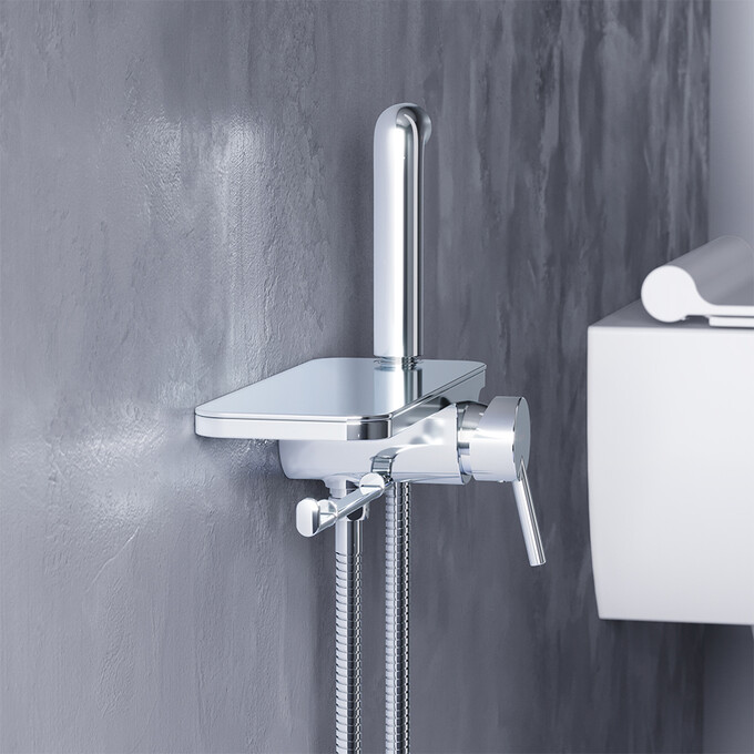 Гигиенический душ со смесителем Damixa Jupiter 773500001 (с полкой и бумагодержателем), Цвет производителя: хром, фото 3