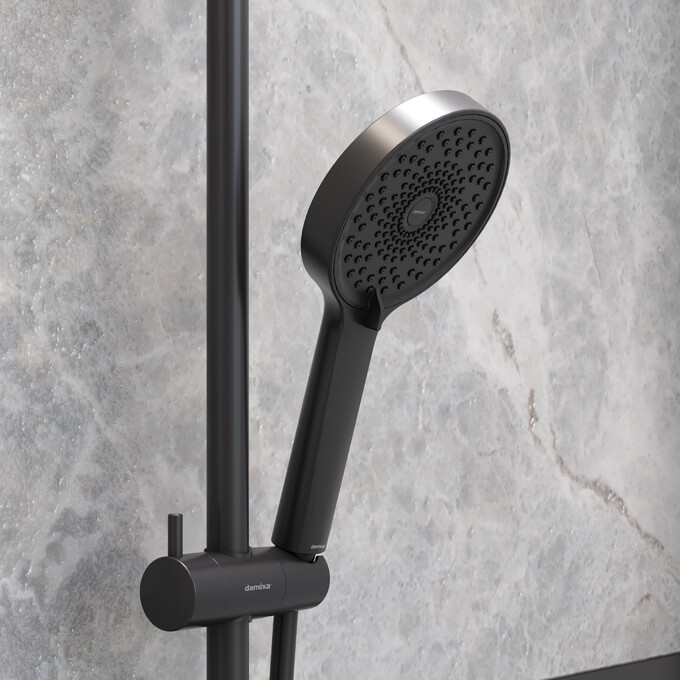 Душевая система Damixa Apollo 947730300 (черная матовая, с полкой и изливом), Цвет производителя: черный матовый, фото 5