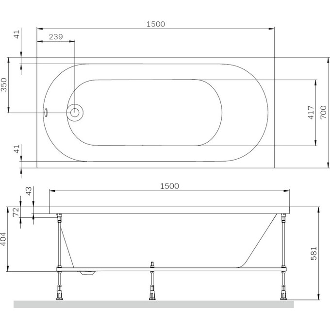 Акриловая ванна Am.Pm X-Joy W94A-150-070W-A1 (150x70 см), Доступные размеры: 150 x 70, фото 13