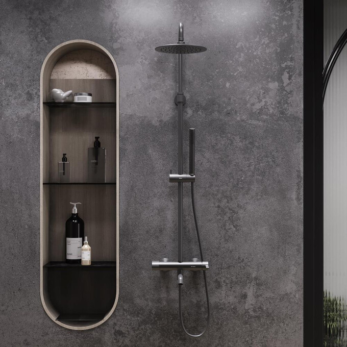 Душевая система Damixa Scandinavian Pure 936740300 (черная матовая, с изливом), Цвет производителя: черный матовый, фото 3