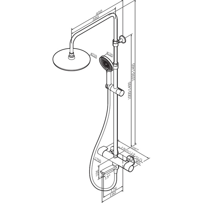 Душевая система с термостатом Am.Pm X-Joy F0785A522 (черная матовая, с изливом), Цвет производителя: черный матовый, фото 16