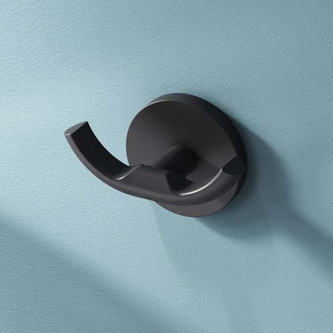 Крючок для ванной Am.Pm X-Joy A85A35622 (черный матовый, двойной), Цвет производителя: черный матовый, фото 2