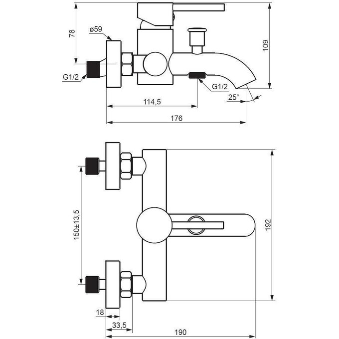 Смеситель для ванны Damixa Scandinavian Pure 361000300 (черный матовый), Цвет производителя: черный матовый, фото 5