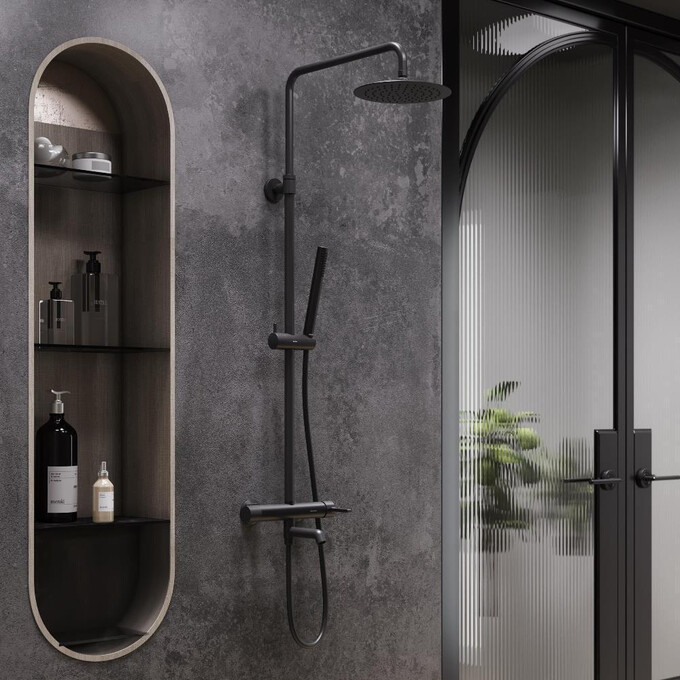 Душевая система Damixa Scandinavian Pure 936740300 (черная матовая, с изливом), Цвет производителя: черный матовый, фото 2
