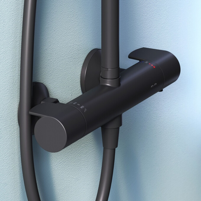 Душевая система с термостатом Am.Pm X-Joy F0785A422 (черная матовая), Цвет производителя: черный матовый, фото 6