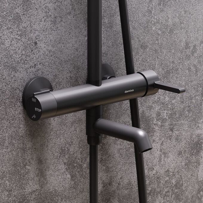 Душевая система Damixa Scandinavian Pure 936740300 (черная матовая, с изливом), Цвет производителя: черный матовый, фото 4
