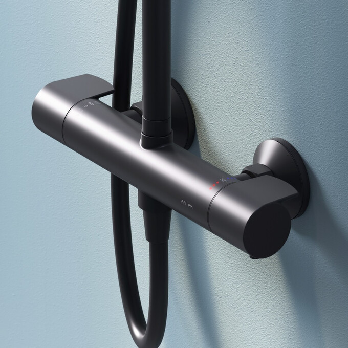 Душевая система с термостатом Am.Pm X-Joy F0785A422 (черная матовая), Цвет производителя: черный матовый, фото 5