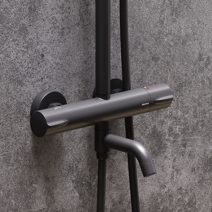 Душевая система с термостатом Damixa Scandinavian Pure 936810300 (черная матовая, с изливом), Цвет производителя: черный матовый, фото 4