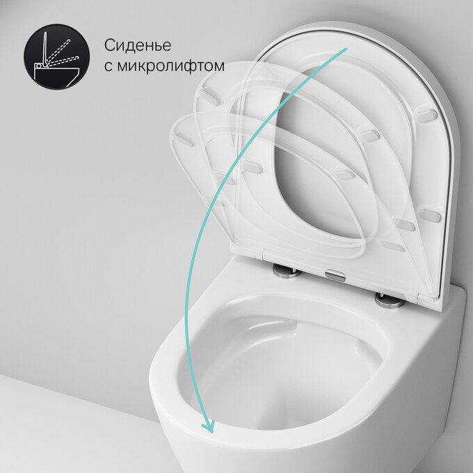 Безободковый подвесной унитаз Am.Pm Sense FlashClean C741701SC (с сиденьем), фото 11