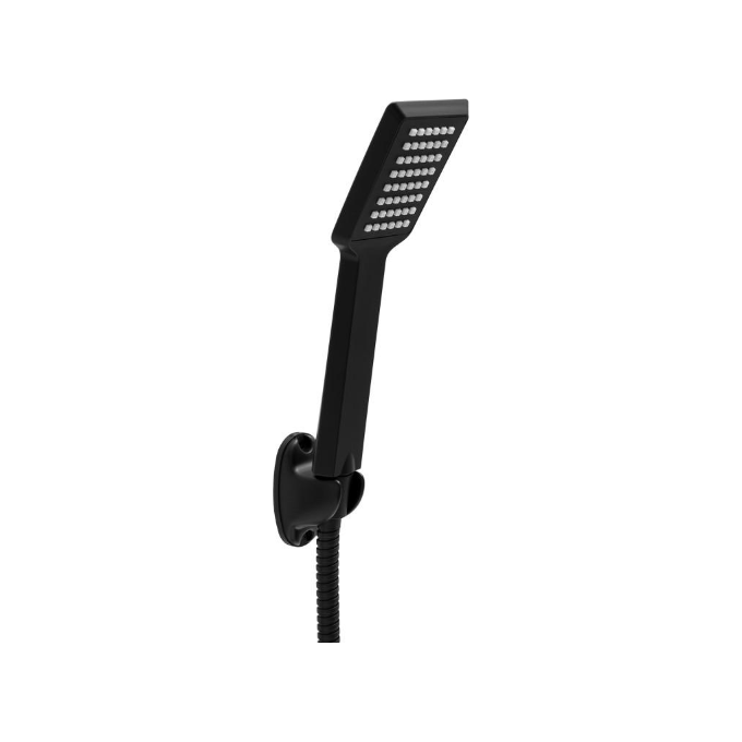 Лійка для душу Yoka Abba Black BP.ABBA-BLK (чорна матова, однорежимна, зі шлангом та тримачем), фото 