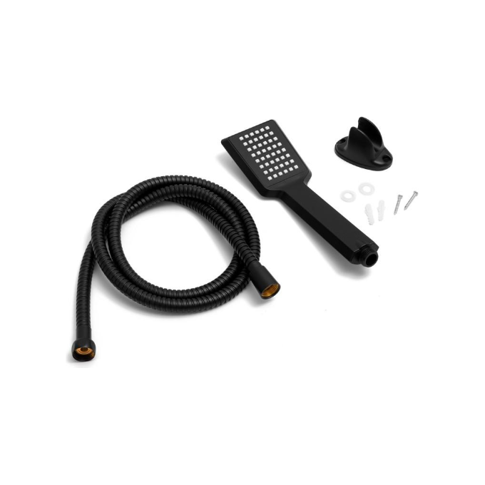 Лійка для душу Yoka Abba Black BP.ABBA-BLK (чорна матова, однорежимна, зі шлангом та тримачем), фото , изображение 6