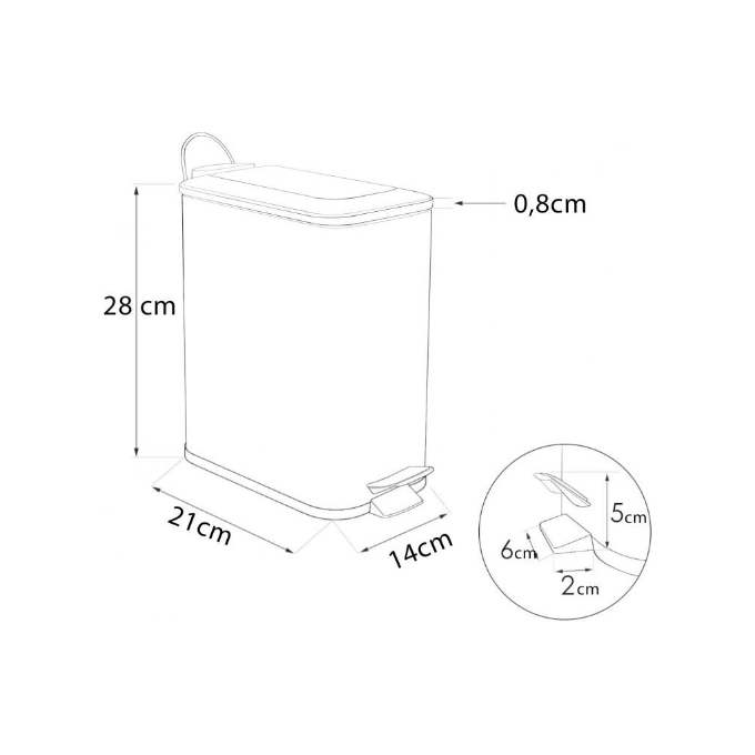 Відро для сміття Yoka Moby White/Bamboo CH.MOBY-5-WHT (біле/бамбук, 5 л, з педаллю та кришкою), фото , изображение 7