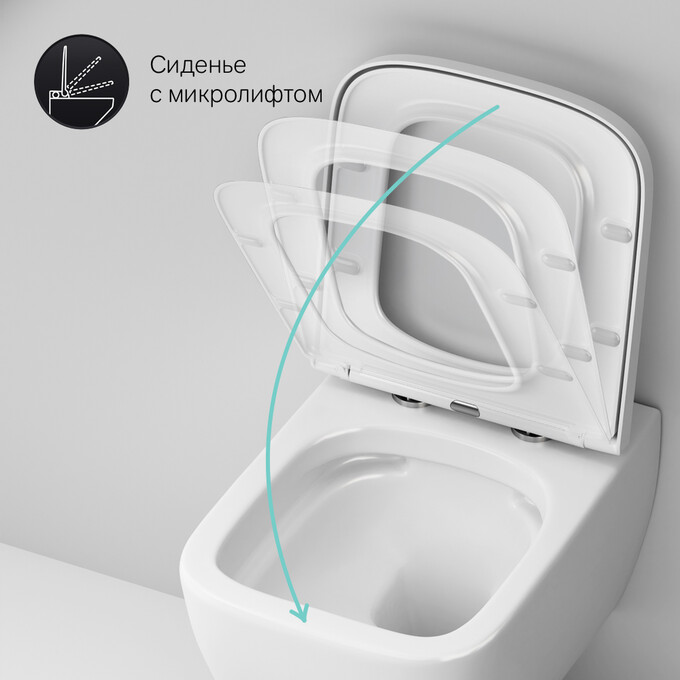 Безободковый подвесной унитаз Am.Pm Gem FlashClean C901701SC (с сиденьем), фото 9