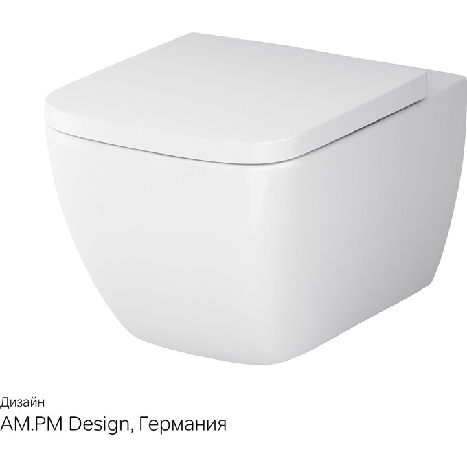 Безободковый подвесной унитаз Am.Pm Gem FlashClean C901701SC (с сиденьем), фото 8