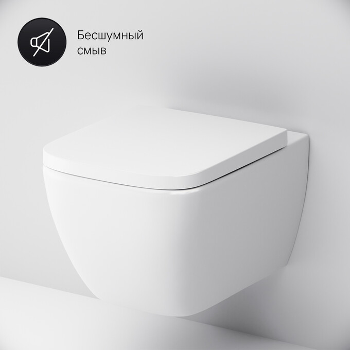 Безободковый подвесной унитаз Am.Pm Gem FlashClean C901701SC (с сиденьем), фото 10