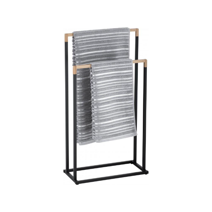 Рушникотримач Yoka Zola Black/Bamboo P.ZOLA-2-BLK (чорний/бамбук, подвійний), фото , изображение 3