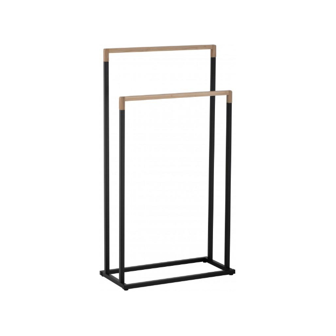 Рушникотримач Yoka Zola Black/Bamboo P.ZOLA-2-BLK (чорний/бамбук, подвійний), фото 