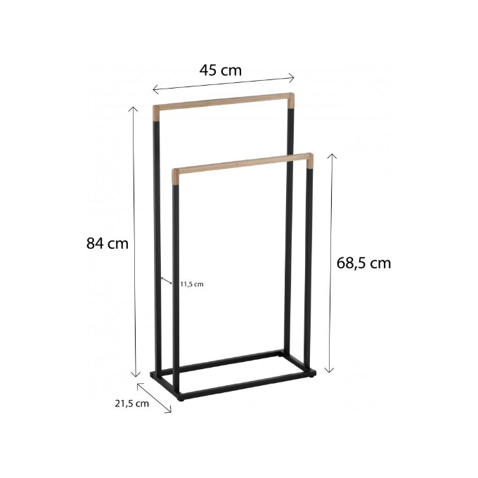 Рушникотримач Yoka Zola Black/Bamboo P.ZOLA-2-BLK (чорний/бамбук, подвійний), фото , изображение 7