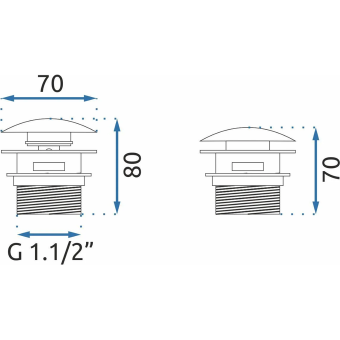 Донний клапан для ванни Rea Klik-Klak Brushed Gold REA-W2005 (брашоване золото, з переливом), Колір виробника: золото брошене (матове), фото , изображение 2