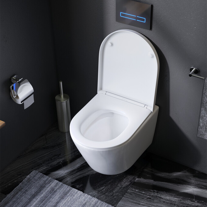 Безободковый подвесной унитаз Am.Pm Sense FlashClean C741701SC (с сиденьем), фото 5