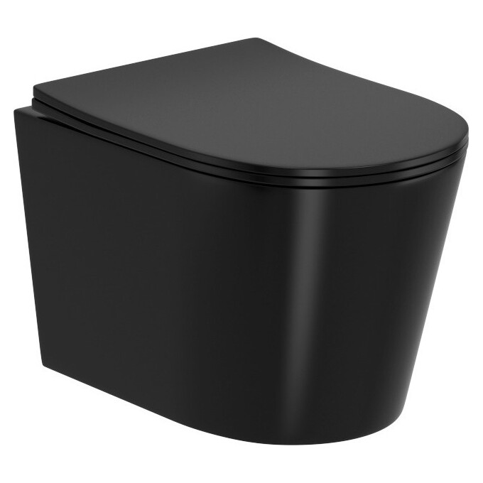 Безободковый подвесной унитаз Imprese Jess i11330MB (черный матовый, с сиденьем), фото 