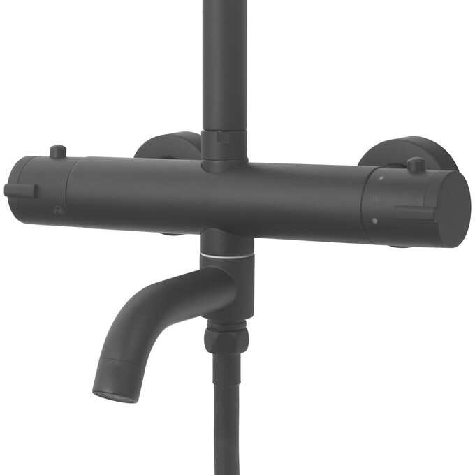 Термостатическая душевая система Corsan Lugo Black Matt CMN01TBLW (черная матовая, с изливом), фото 3