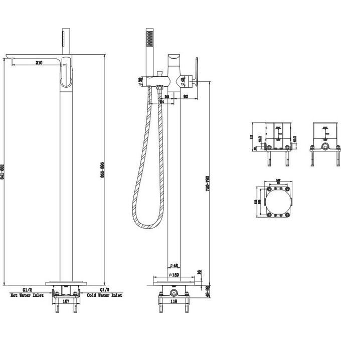 Змішувач для ванни Kohlman Experience Grafit QF1165EG (графіт, підлоговий), Колір виробника: графіт, фото , изображение 2