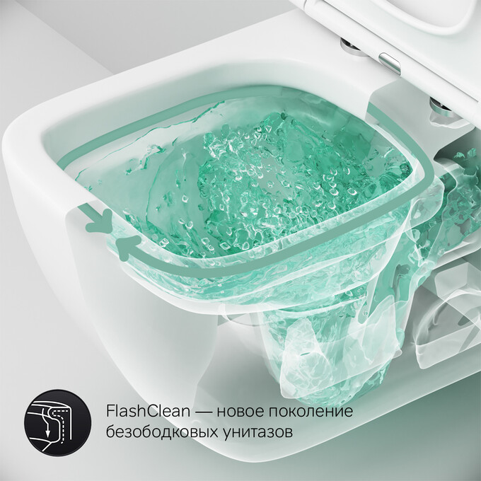 Безободковый подвесной унитаз Am.Pm Gem FlashClean C901701SC (с сиденьем), фото 12