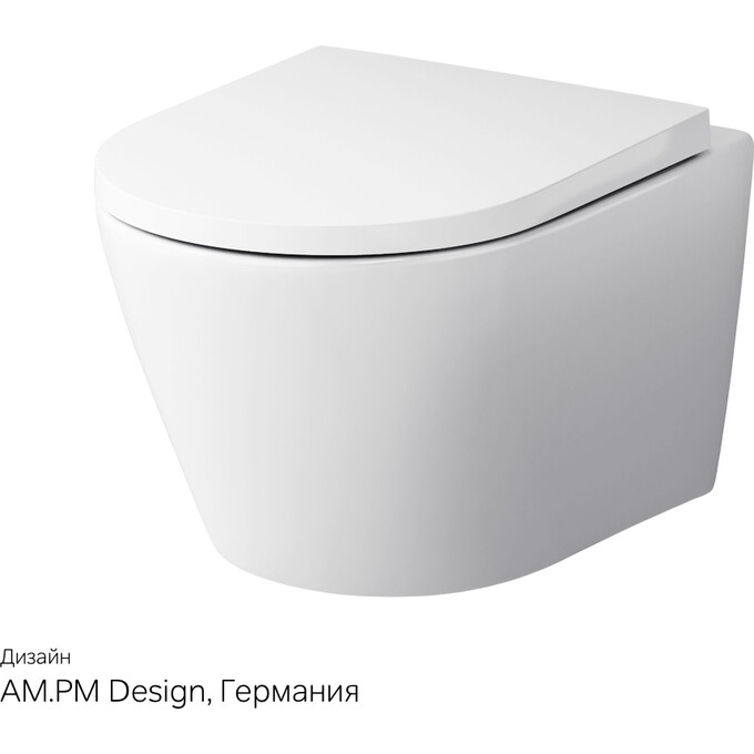 Безободковый подвесной унитаз Am.Pm Sense FlashClean C741701SC (с сиденьем), фото 10