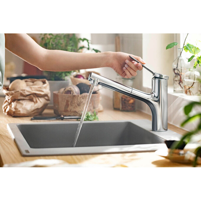 Змішувач для кухні Hansgrohe Zesis M33 150 sBox lite Chrome 74803000 (з висувною лійкою), фото , изображение 2