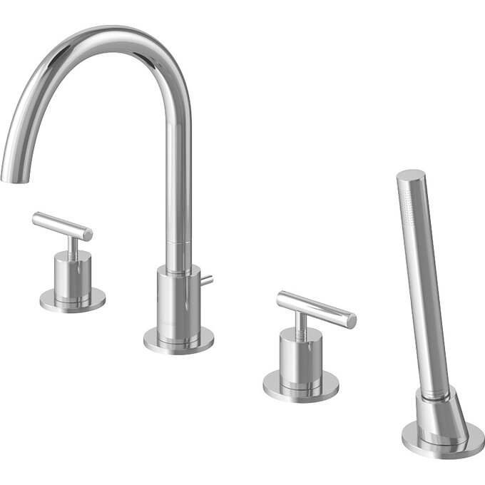 Смеситель на борт ванны Kohlman Roxin Chrome QB240R (на четыре отверстия), фото 