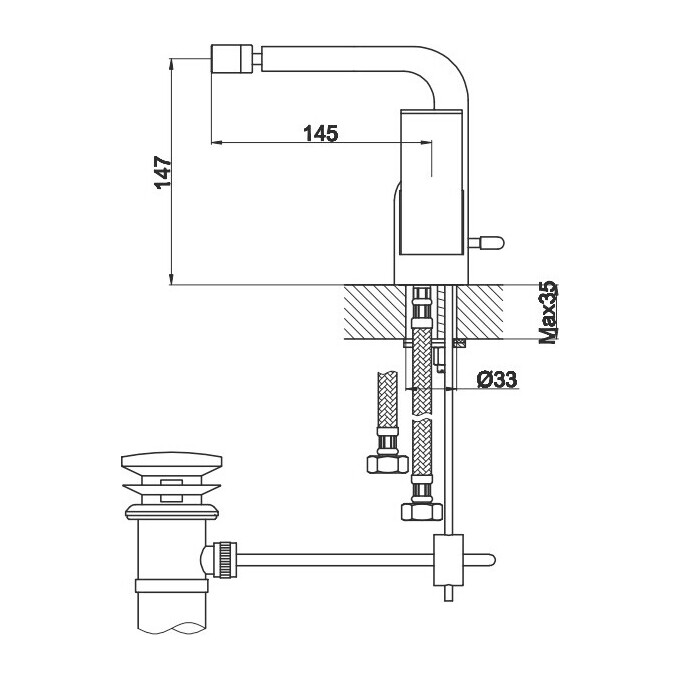 Смеситель для биде Kohlman Saxo Chrome QB130S (с донным клапаном), фото 2
