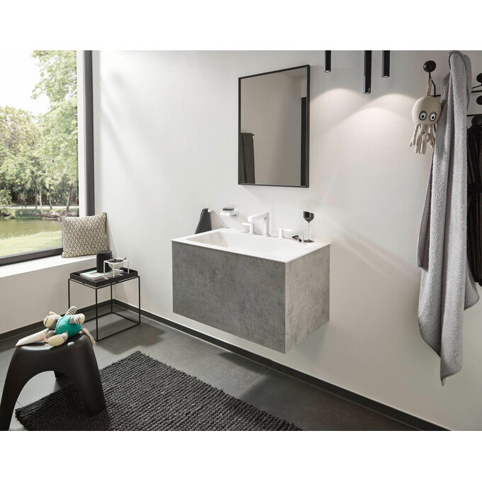 Смеситель для умывальника Hansgrohe Finoris Matt White 76033700 (белый матовый, на три отверстия, с донным клапаном), фото 2