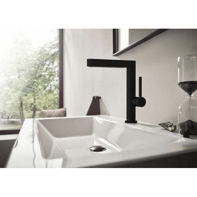 Смеситель для умывальника Hansgrohe Finoris Matt Black 76060670 (черный матовый, с донным клапаном), Цвет производителя: черный матовый, фото 2