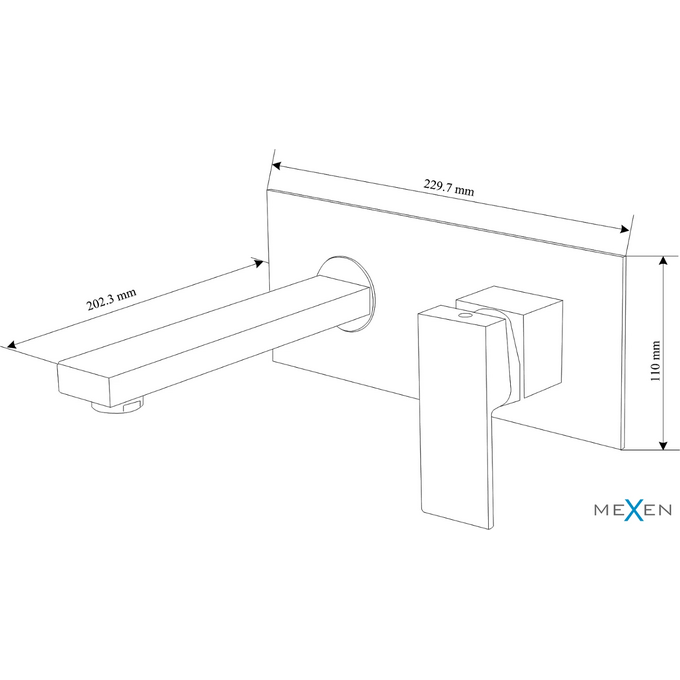 Смеситель скрытого монтажа для умывальника Mexen Cube Black MEX-73115-70 (черный, внутренняя часть в комплекте), Цвет производителя: черный матовый, фото 2